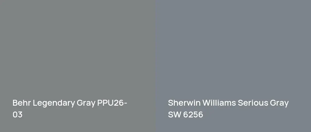 Behr Legendary Gray PPU26-03 vs Sherwin Williams Serious Gray SW 6256