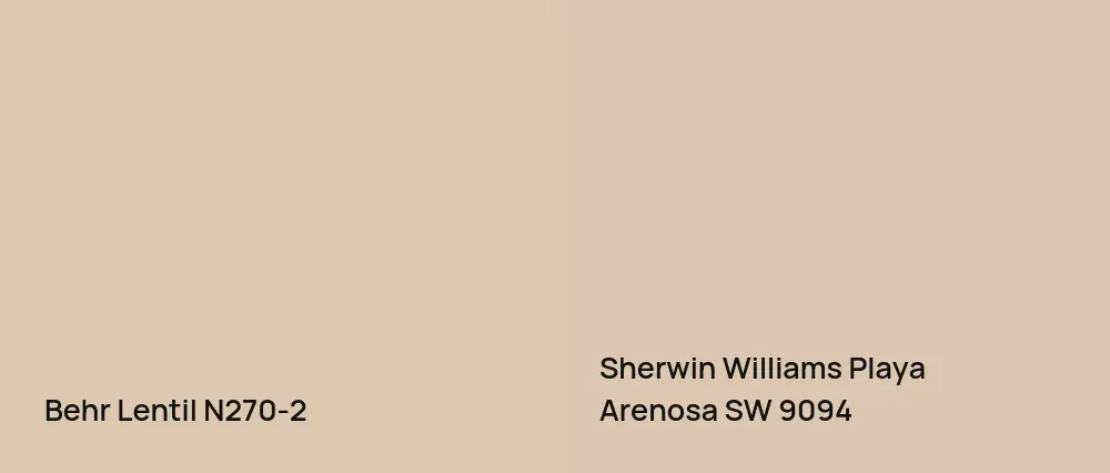 Behr Lentil N270-2 vs Sherwin Williams Playa Arenosa SW 9094
