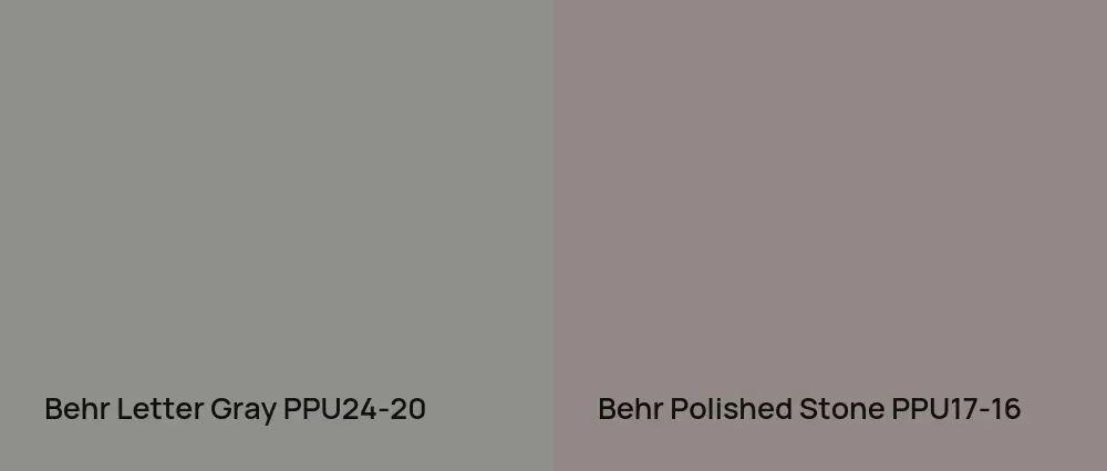 Behr Letter Gray PPU24-20 vs Behr Polished Stone PPU17-16