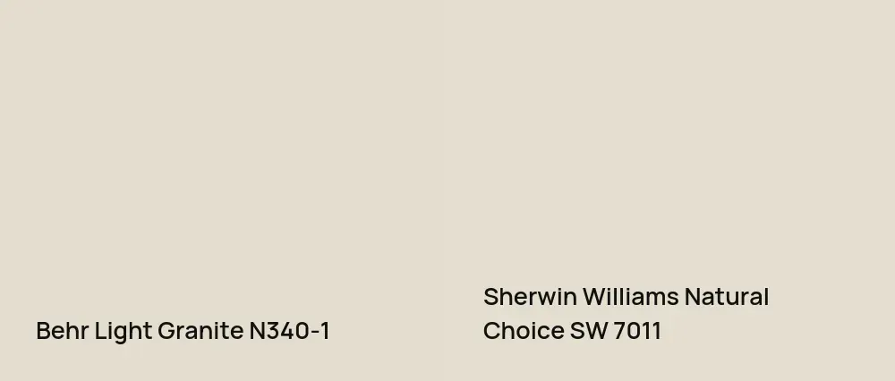 Behr Light Granite N340-1 vs Sherwin Williams Natural Choice SW 7011