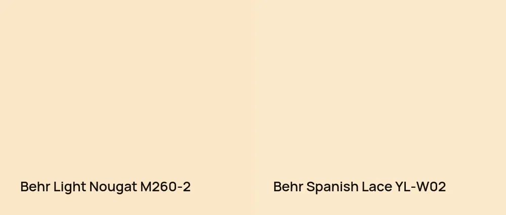 Behr Light Nougat M260-2 vs Behr Spanish Lace YL-W02