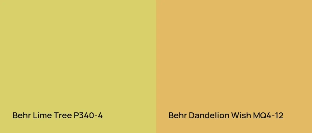 Behr Lime Tree P340-4 vs Behr Dandelion Wish MQ4-12