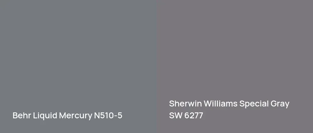 Behr Liquid Mercury N510-5 vs Sherwin Williams Special Gray SW 6277