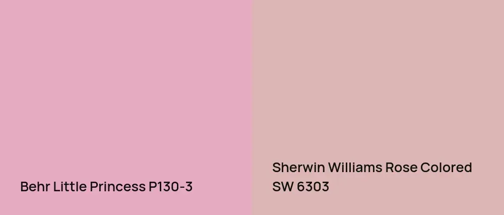 Behr Little Princess P130-3 vs Sherwin Williams Rose Colored SW 6303