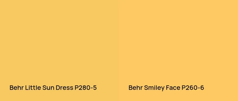 Behr Little Sun Dress P280-5 vs Behr Smiley Face P260-6