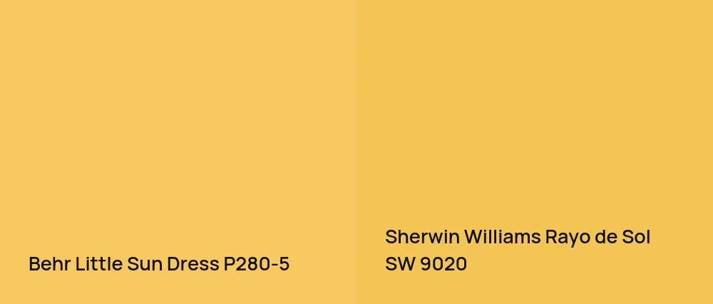 Behr Little Sun Dress P280-5 vs Sherwin Williams Rayo de Sol SW 9020