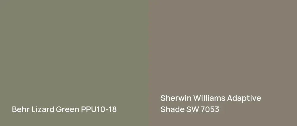 Behr Lizard Green PPU10-18 vs Sherwin Williams Adaptive Shade SW 7053