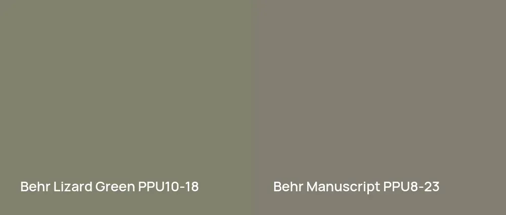 Behr Lizard Green PPU10-18 vs Behr Manuscript PPU8-23