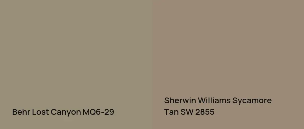Behr Lost Canyon MQ6-29 vs Sherwin Williams Sycamore Tan SW 2855