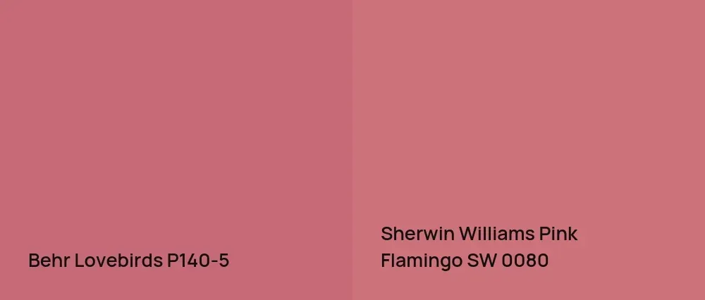 Behr Lovebirds P140-5 vs Sherwin Williams Pink Flamingo SW 0080