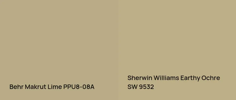 Behr Makrut Lime PPU8-08A vs Sherwin Williams Earthy Ochre SW 9532