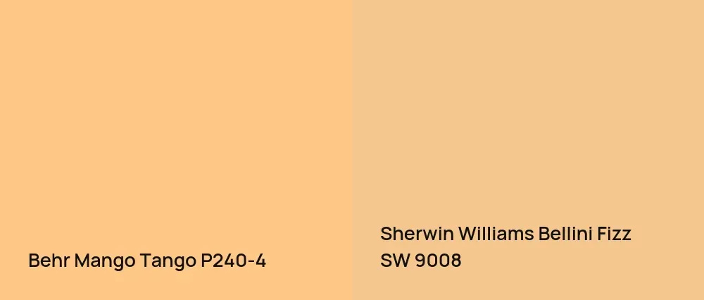 Behr Mango Tango P240-4 vs Sherwin Williams Bellini Fizz SW 9008