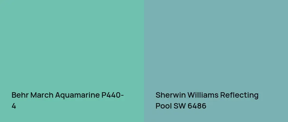 Behr March Aquamarine P440-4 vs Sherwin Williams Reflecting Pool SW 6486