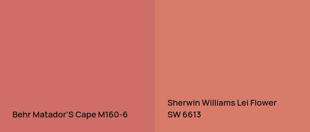 Behr Matador'S Cape M160-6 vs Sherwin Williams Lei Flower SW 6613