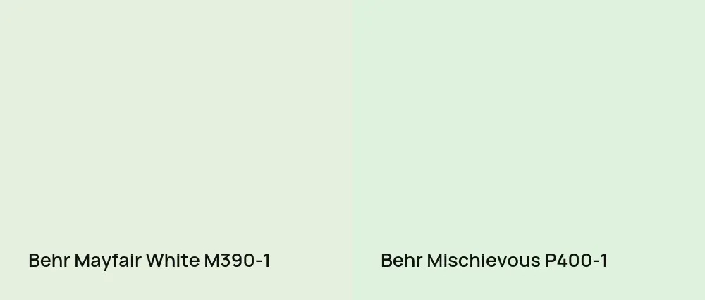 Behr Mayfair White M390-1 vs Behr Mischievous P400-1
