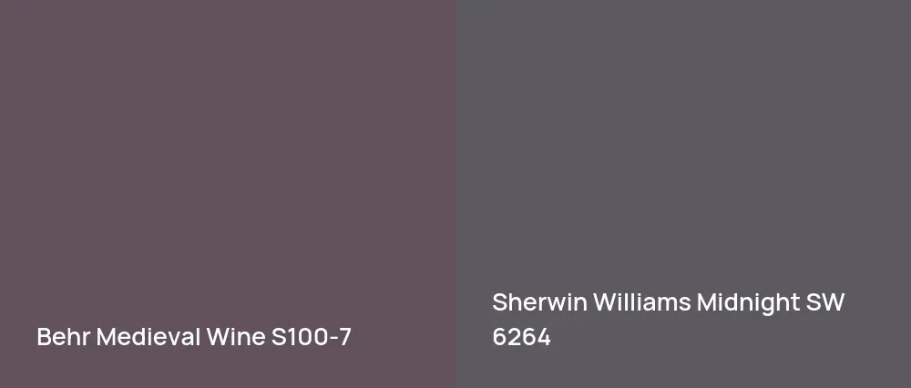Behr Medieval Wine S100-7 vs Sherwin Williams Midnight SW 6264