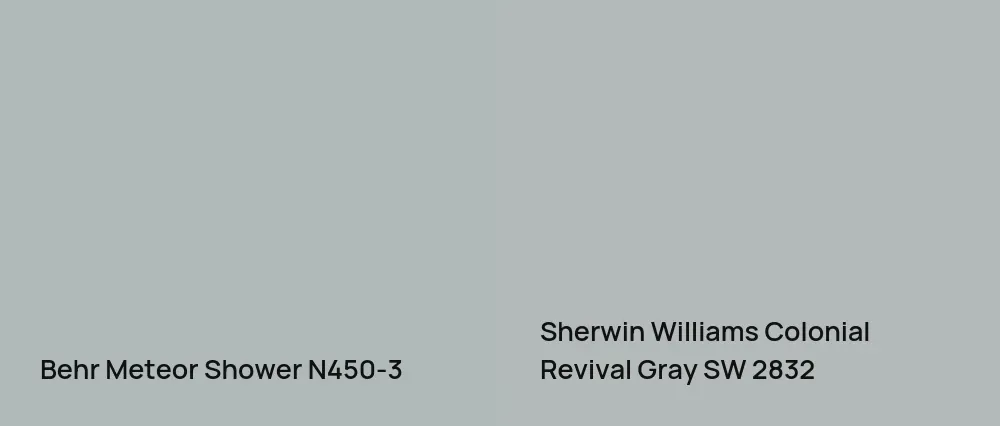 Behr Meteor Shower N450-3 vs Sherwin Williams Colonial Revival Gray SW 2832
