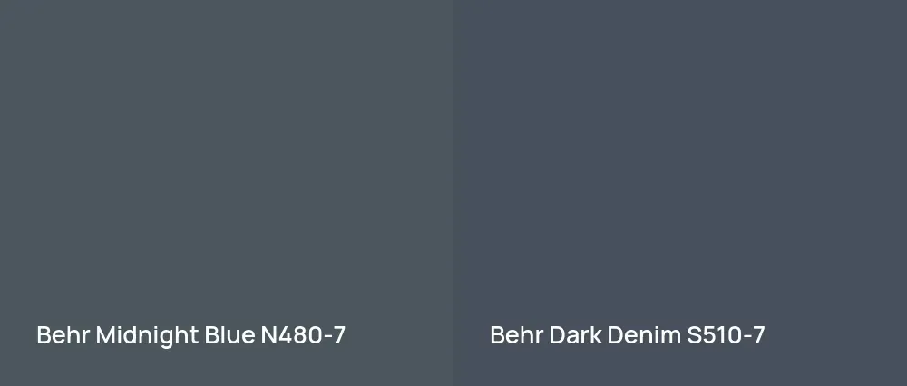 Behr Midnight Blue N480-7 vs Behr Dark Denim S510-7