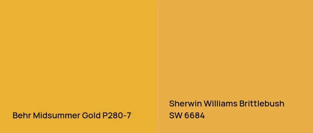 Behr Midsummer Gold P280-7 vs Sherwin Williams Brittlebush SW 6684