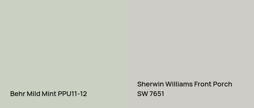 Behr Mild Mint PPU11-12 vs Sherwin Williams Front Porch SW 7651