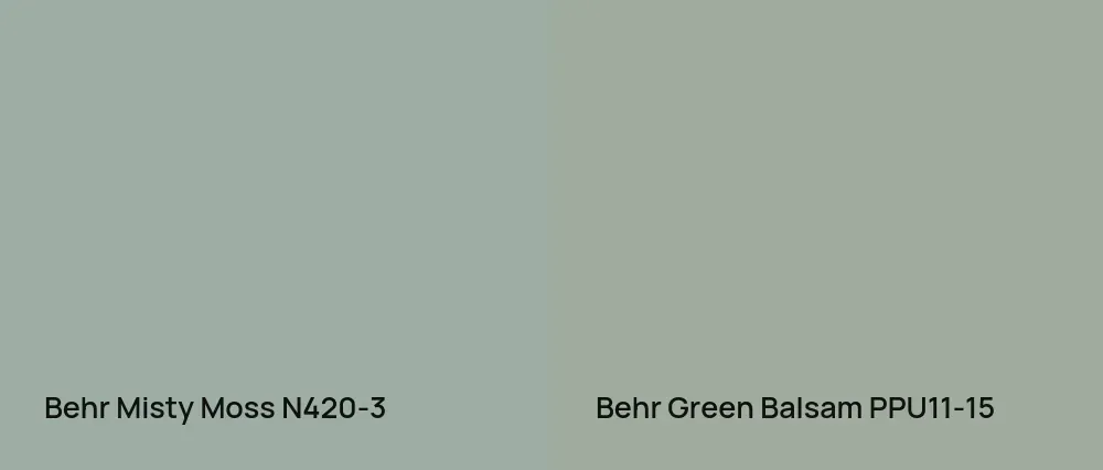 Behr Misty Moss N420-3 vs Behr Green Balsam PPU11-15
