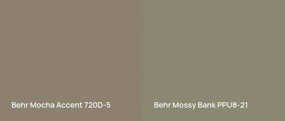 Behr Mocha Accent 720D-5 vs Behr Mossy Bank PPU8-21