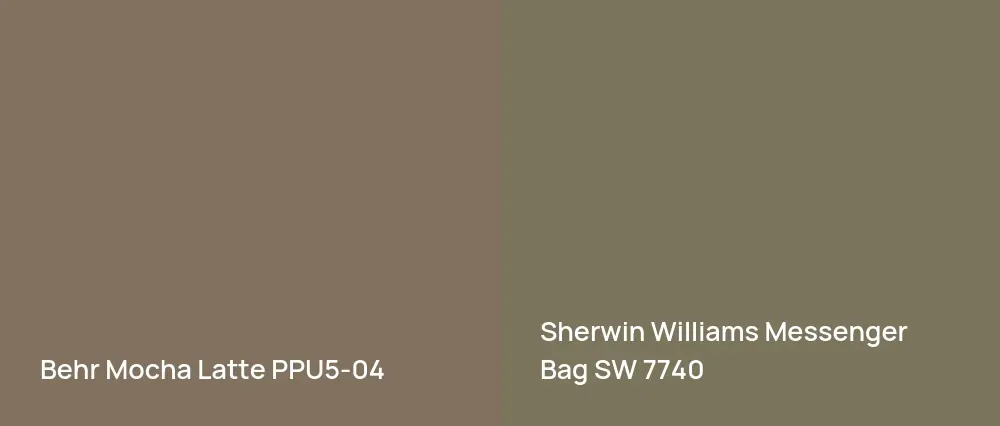 Behr Mocha Latte PPU5-04 vs Sherwin Williams Messenger Bag SW 7740