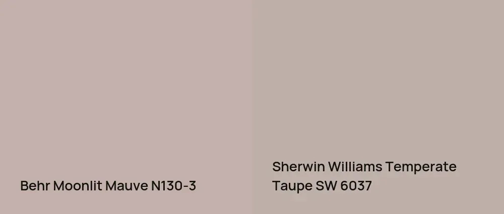 Behr Moonlit Mauve N130-3 vs Sherwin Williams Temperate Taupe SW 6037