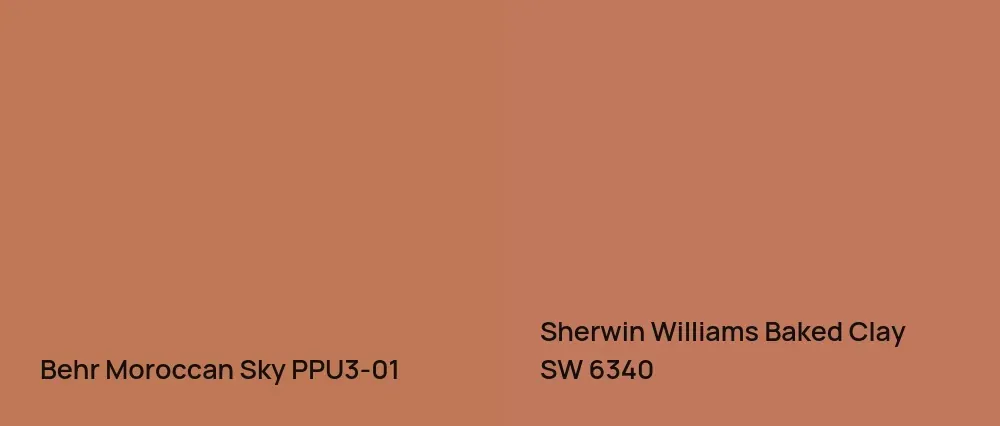Behr Moroccan Sky PPU3-01 vs Sherwin Williams Baked Clay SW 6340