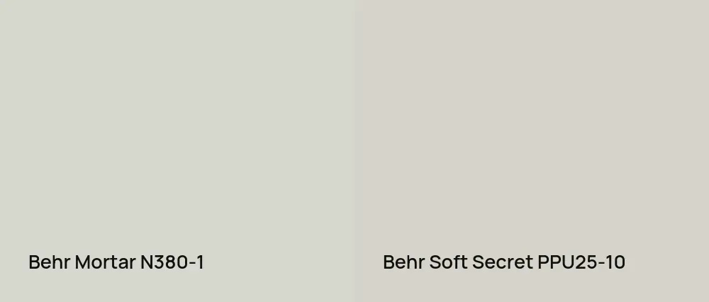 Behr Mortar N380-1 vs Behr Soft Secret PPU25-10