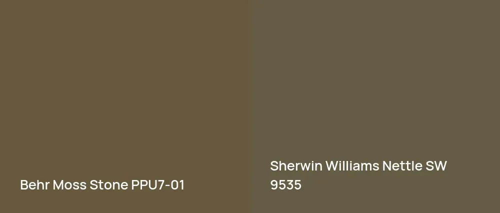 Behr Moss Stone PPU7-01 vs Sherwin Williams Nettle SW 9535