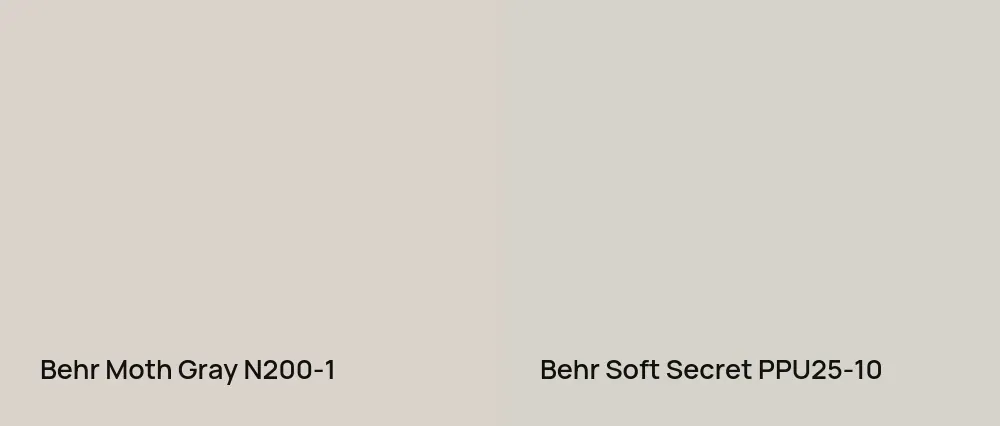 Behr Moth Gray N200-1 vs Behr Soft Secret PPU25-10