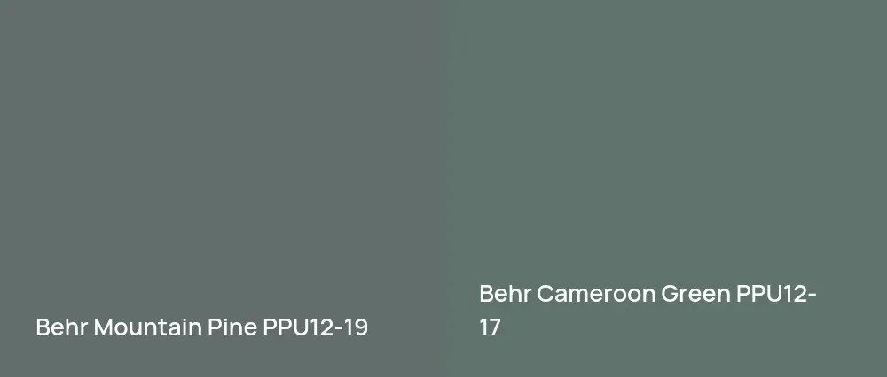 Behr Mountain Pine PPU12-19 vs Behr Cameroon Green PPU12-17