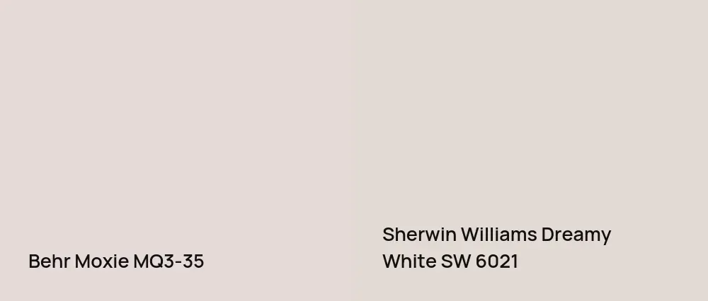 Behr Moxie MQ3-35 vs Sherwin Williams Dreamy White SW 6021