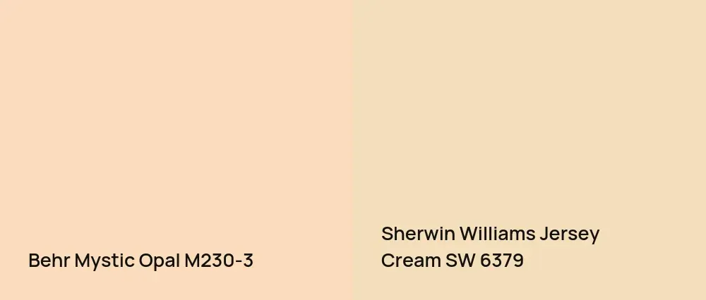 Behr Mystic Opal M230-3 vs Sherwin Williams Jersey Cream SW 6379