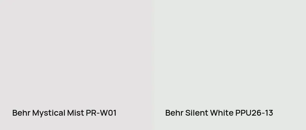 Behr Mystical Mist PR-W01 vs Behr Silent White PPU26-13