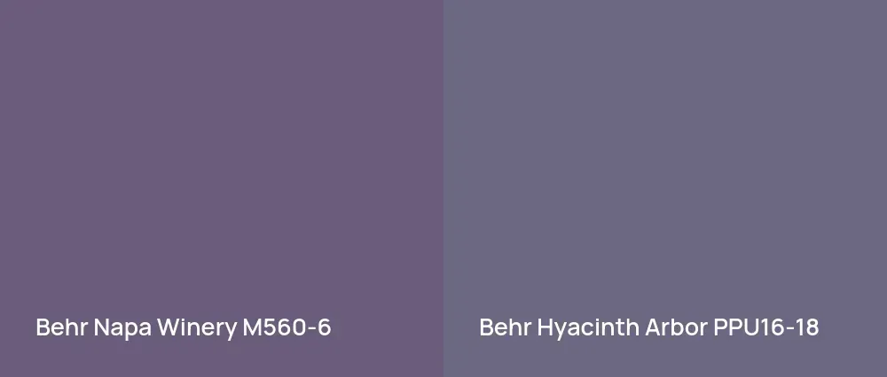 Behr Napa Winery M560-6 vs Behr Hyacinth Arbor PPU16-18