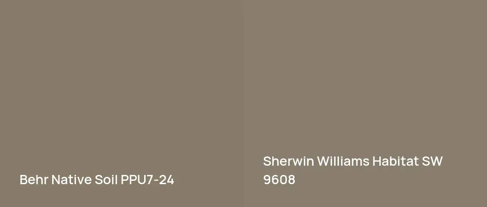 Behr Native Soil PPU7-24 vs Sherwin Williams Habitat SW 9608