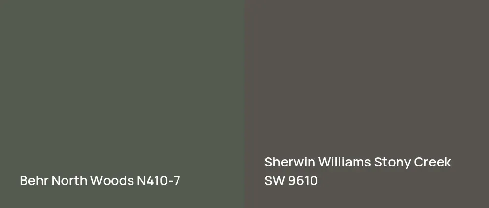 Behr North Woods N410-7 vs Sherwin Williams Stony Creek SW 9610
