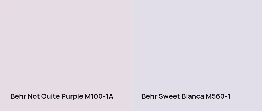 Behr Not Quite Purple M100-1A vs Behr Sweet Bianca M560-1
