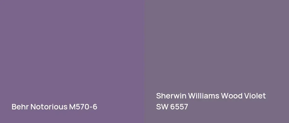 Behr Notorious M570-6 vs Sherwin Williams Wood Violet SW 6557