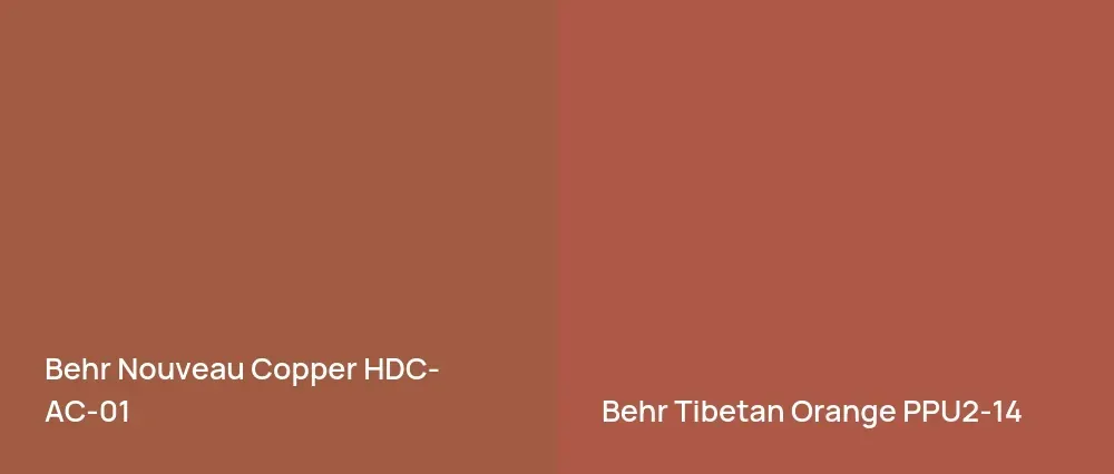 Behr Nouveau Copper HDC-AC-01 vs Behr Tibetan Orange PPU2-14