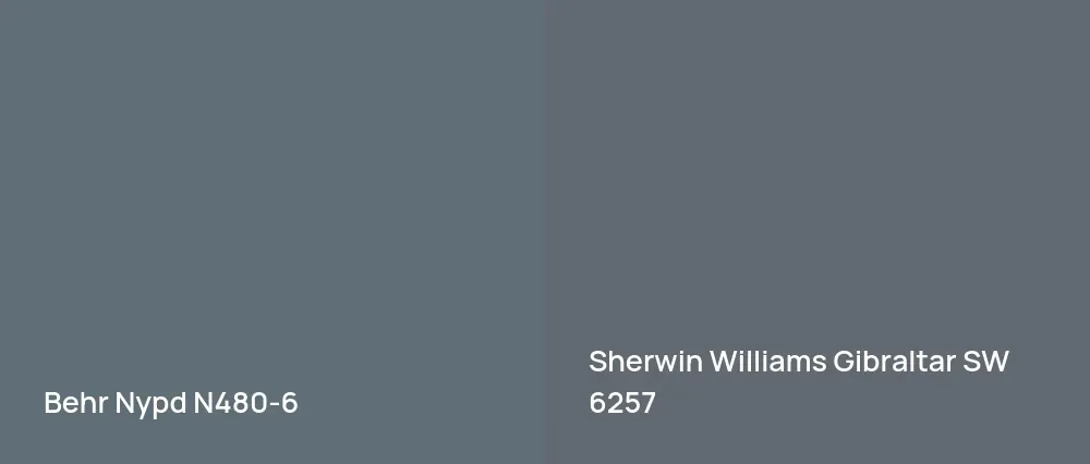 Behr Nypd N480-6 vs Sherwin Williams Gibraltar SW 6257