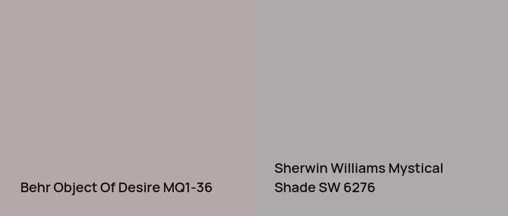 Behr Object Of Desire MQ1-36 vs Sherwin Williams Mystical Shade SW 6276