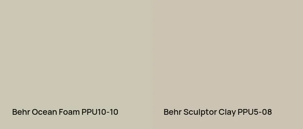 Behr Ocean Foam PPU10-10 vs Behr Sculptor Clay PPU5-08