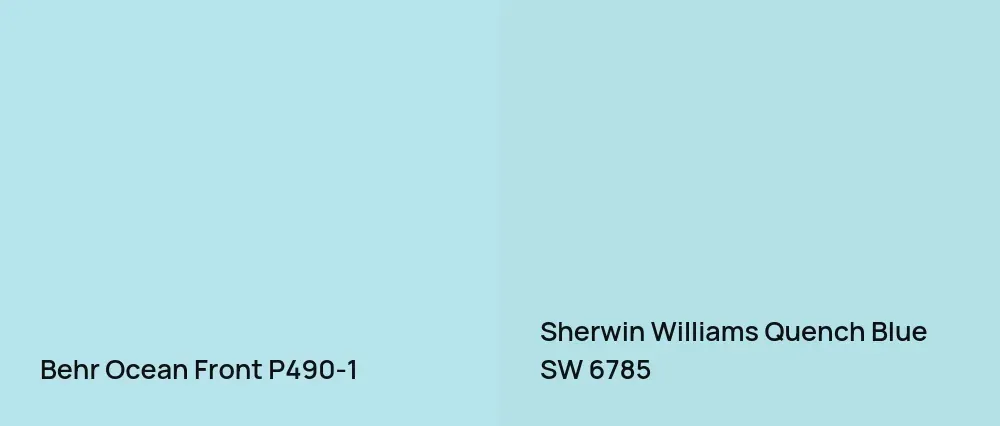 Behr Ocean Front P490-1 vs Sherwin Williams Quench Blue SW 6785