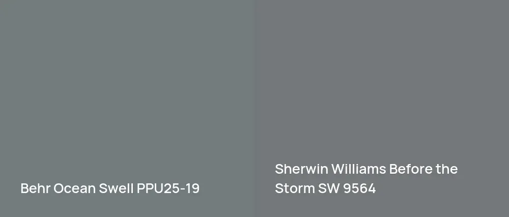 Behr Ocean Swell PPU25-19 vs Sherwin Williams Before the Storm SW 9564