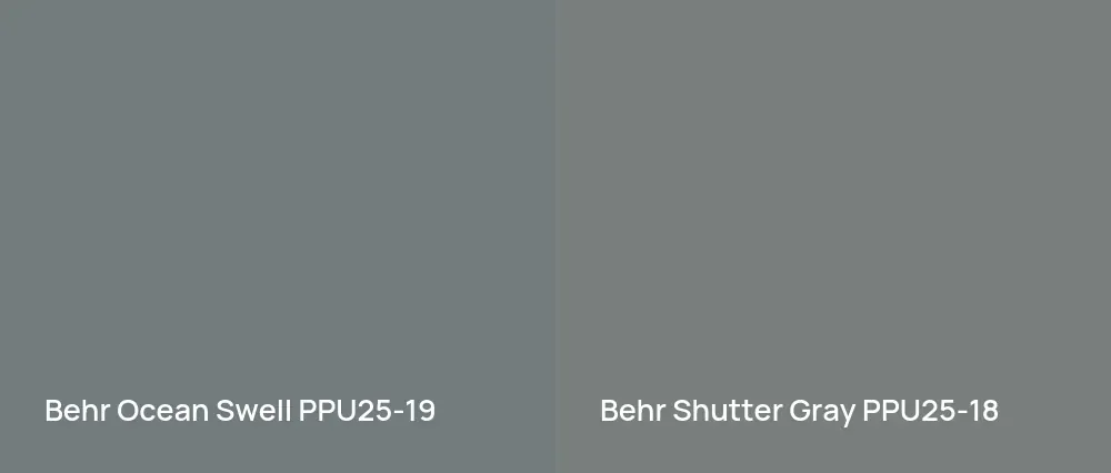 Behr Ocean Swell PPU25-19 vs Behr Shutter Gray PPU25-18