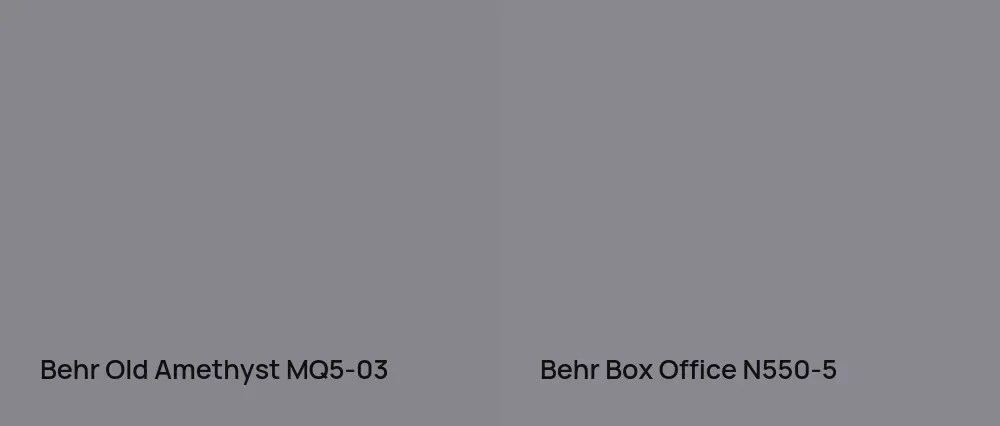 Behr Old Amethyst MQ5-03 vs Behr Box Office N550-5