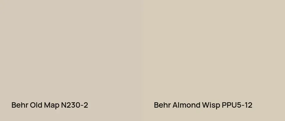 Behr Old Map N230-2 vs Behr Almond Wisp PPU5-12